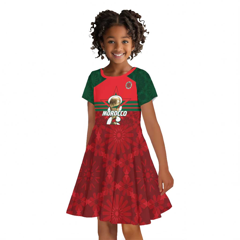 Personalized Morocco Football Kid Short Sleeve Dress 2026 Come On Atlas Lions LT14