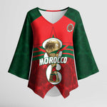 Personalized Morocco Football Kimono Sleeve Blouse 2026 Come On Atlas Lions - African Pride