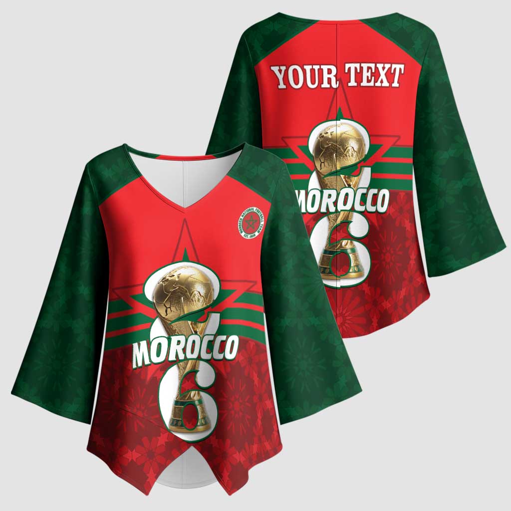 Personalized Morocco Football Kimono Sleeve Blouse 2026 Come On Atlas Lions - African Pride