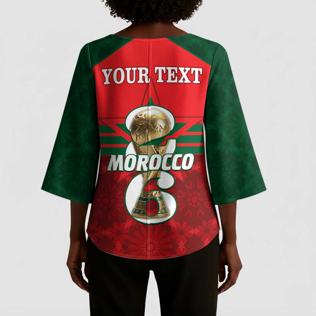 Personalized Morocco Football Kimono Sleeve Blouse 2026 Come On Atlas Lions - African Pride