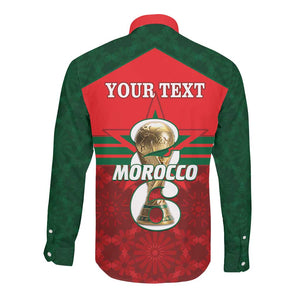 Personalized Morocco Football Long Sleeve Button Shirt 2026 Come On Atlas Lions - African Pride