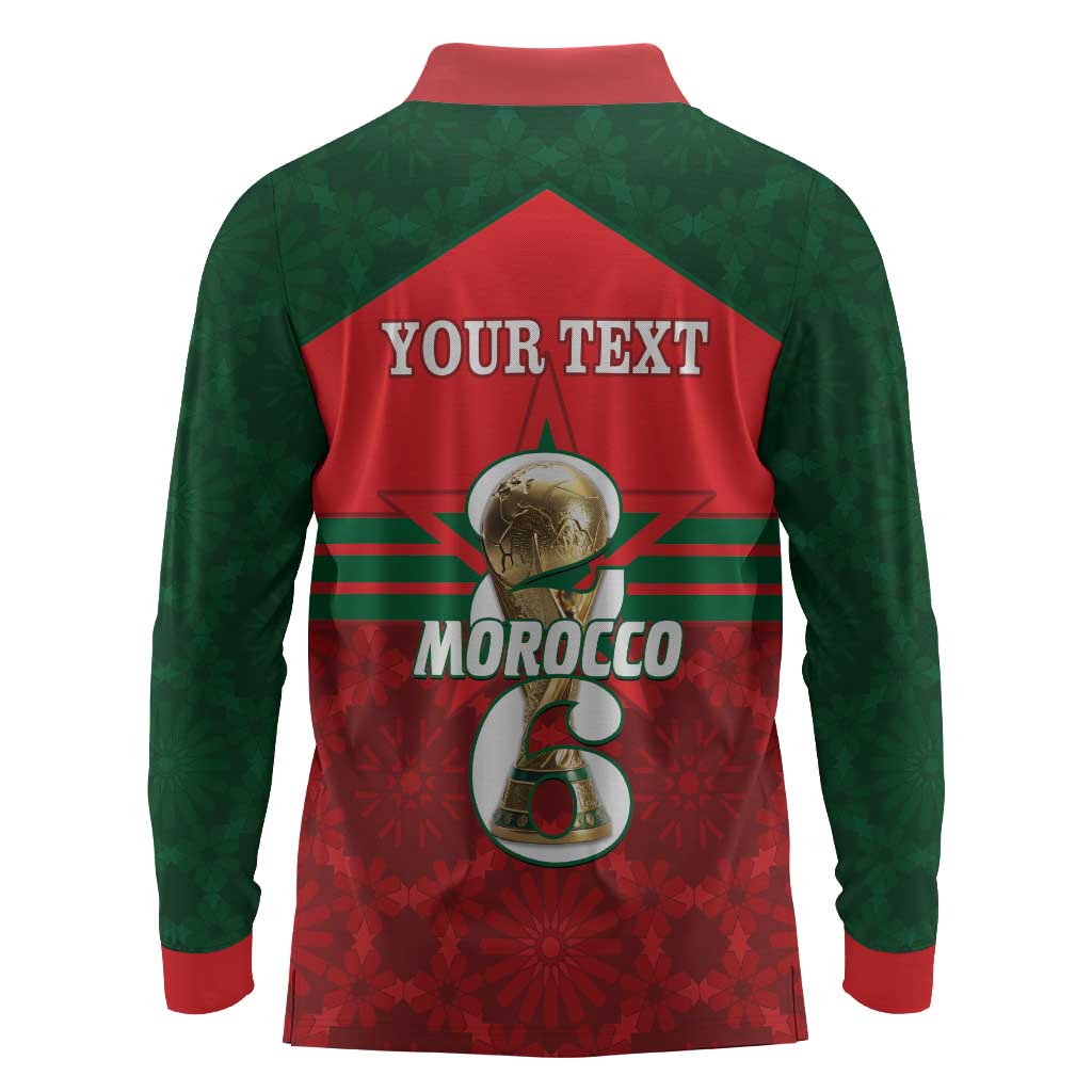 Personalized Morocco Football Long Sleeve Polo Shirt 2026 Come On Atlas Lions - African Pride