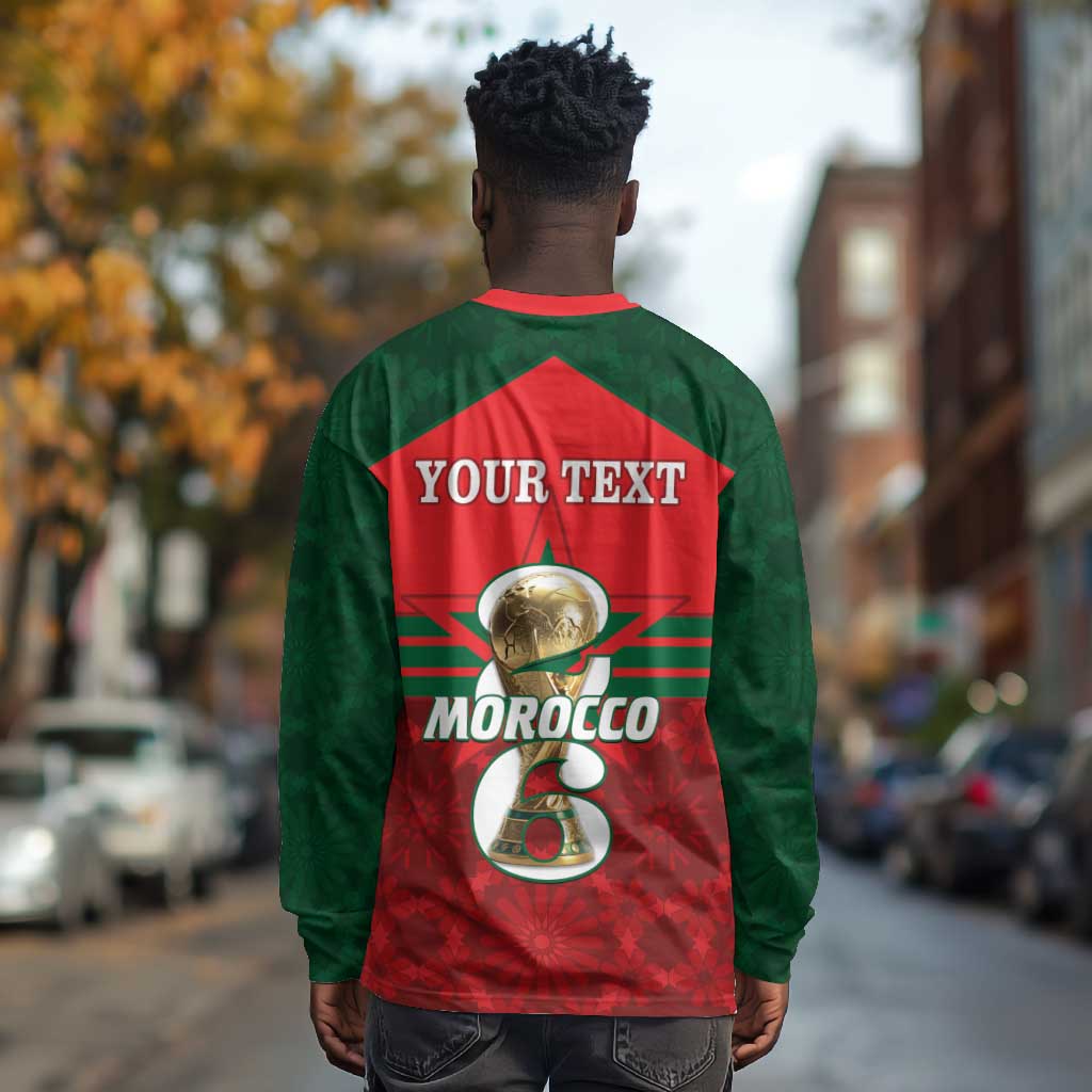 Personalized Morocco Football Long Sleeve Shirt 2026 Come On Atlas Lions - African Pride
