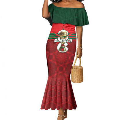Personalized Morocco Football Mermaid Dress 2026 Come On Atlas Lions LT14