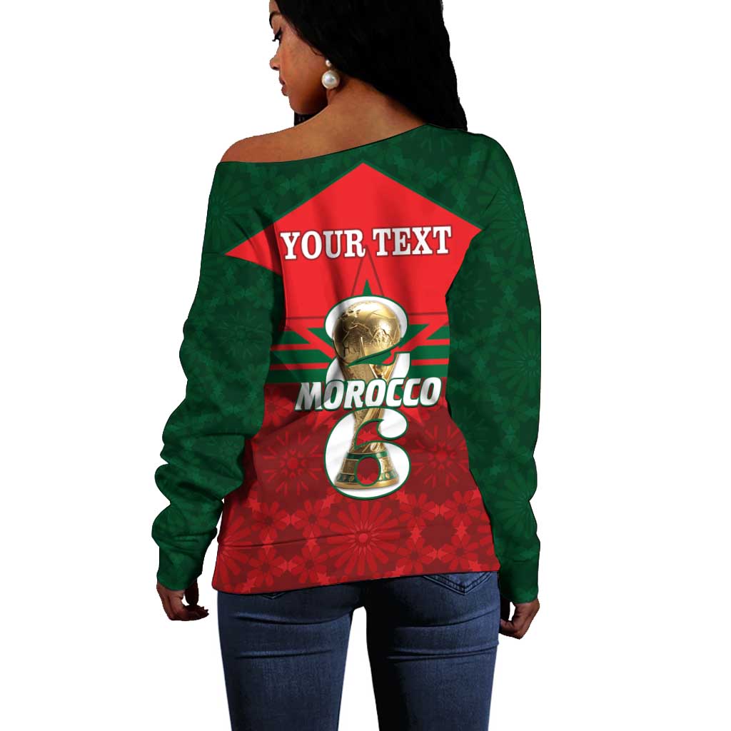 Personalized Morocco Football Off Shoulder Sweater 2026 Come On Atlas Lions - African Pride