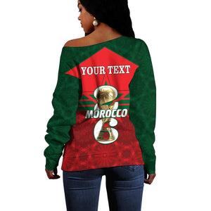 Personalized Morocco Football Off Shoulder Sweater 2026 Come On Atlas Lions - African Pride