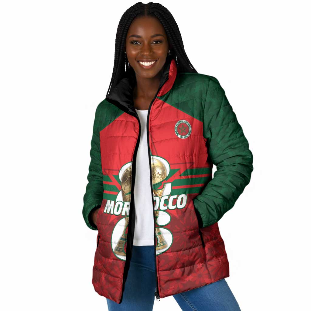 Personalized Morocco Football Padded Jacket 2026 Come On Atlas Lions - African Pride