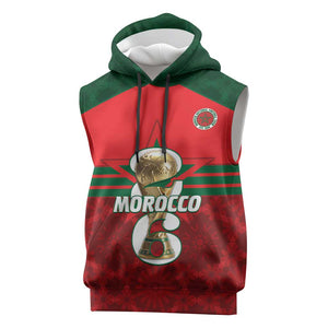 Personalized Morocco Football Sleeveless Hoodie 2026 Come On Atlas Lions - African Pride