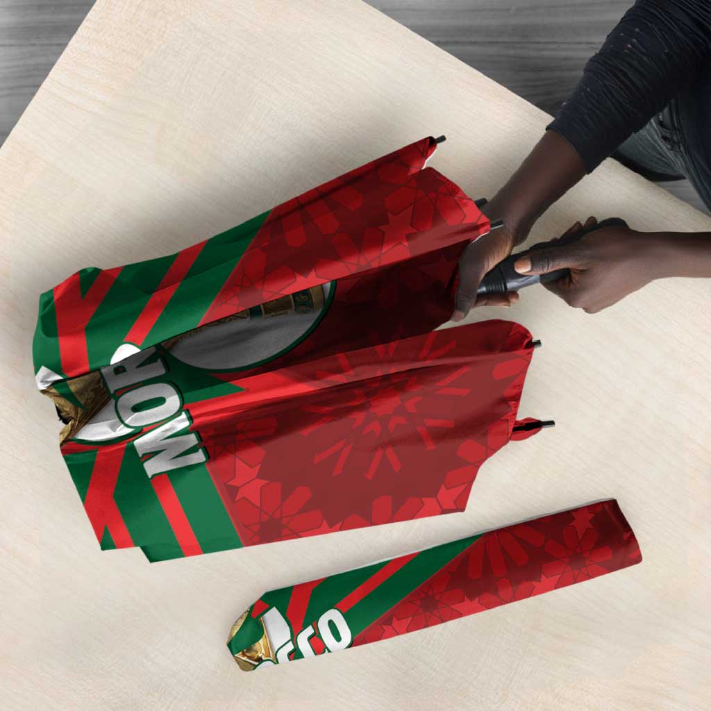 Personalized Morocco Football Umbrella 2026 Come On Atlas Lions - African Pride