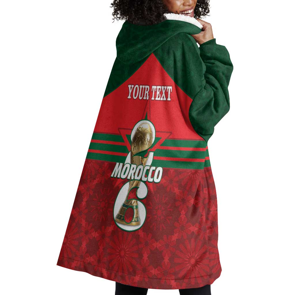 Personalized Morocco Football Wearable Blanket Hoodie 2026 Come On Atlas Lions - African Pride