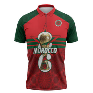 Personalized Morocco Football Zipper Polo Shirt 2026 Come On Atlas Lions - African Pride