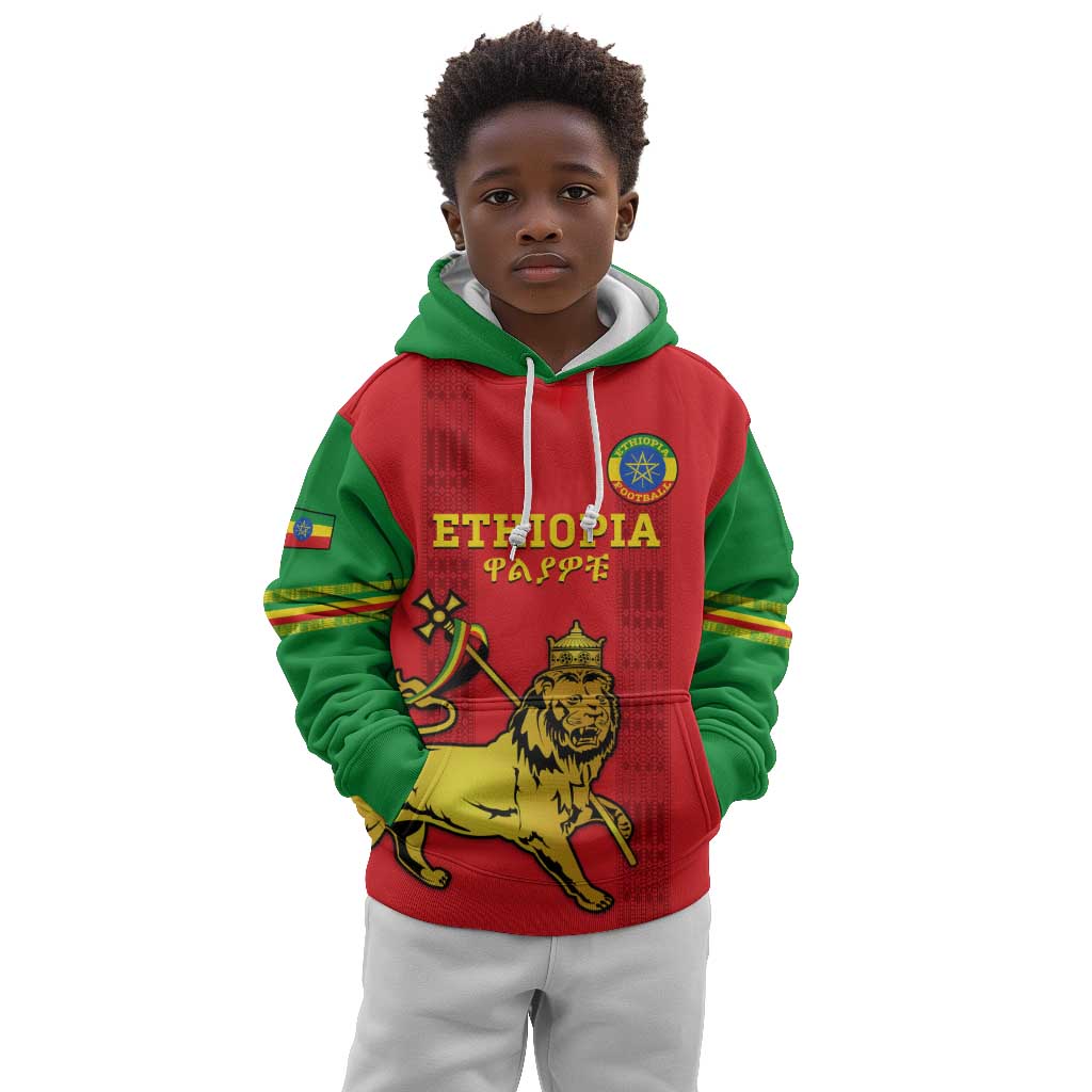 Custom Ethiopia Football Kid Hoodie 2024 Go Champions Walia Ibex