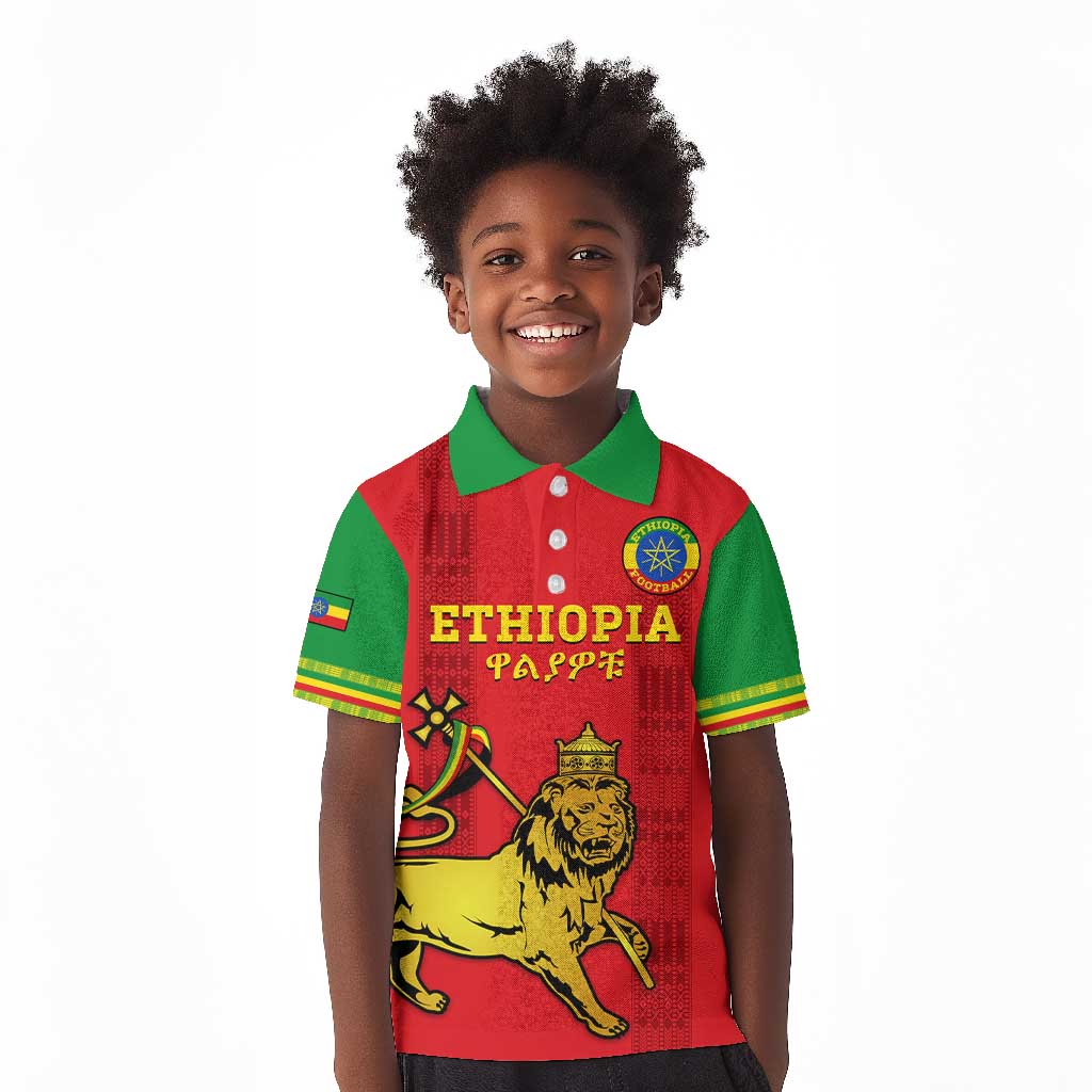 Custom Ethiopia Football Kid Polo Shirt 2024 Go Champions Walia Ibex