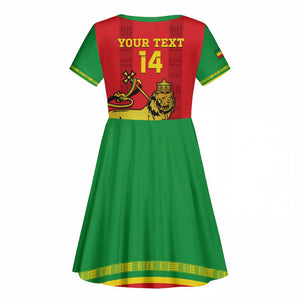 Custom Ethiopia Football Kid Short Sleeve Dress 2024 Go Champions Walia Ibex