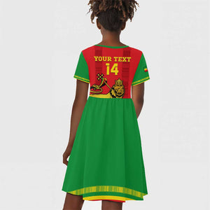 Custom Ethiopia Football Kid Short Sleeve Dress 2024 Go Champions Walia Ibex