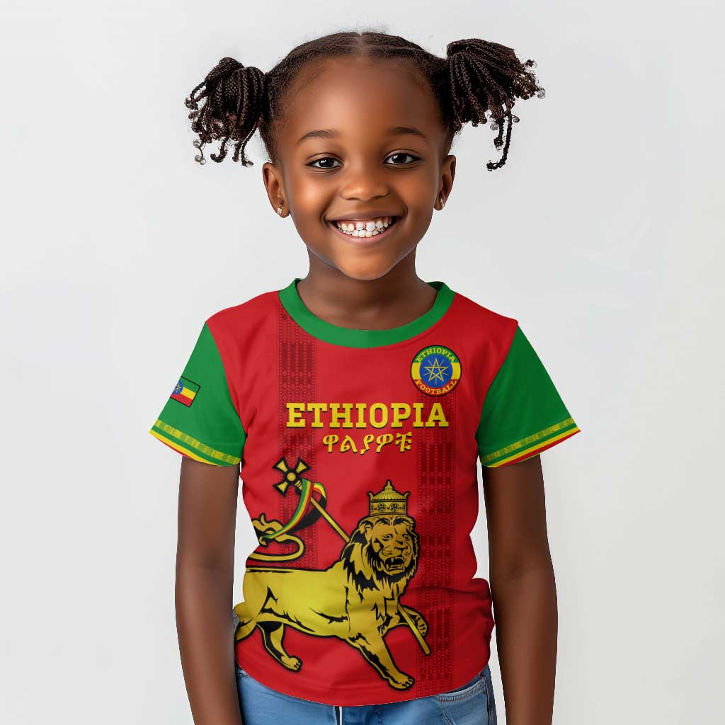 Custom Ethiopia Football Kid T shirt 2024 Go Champions Walia Ibex