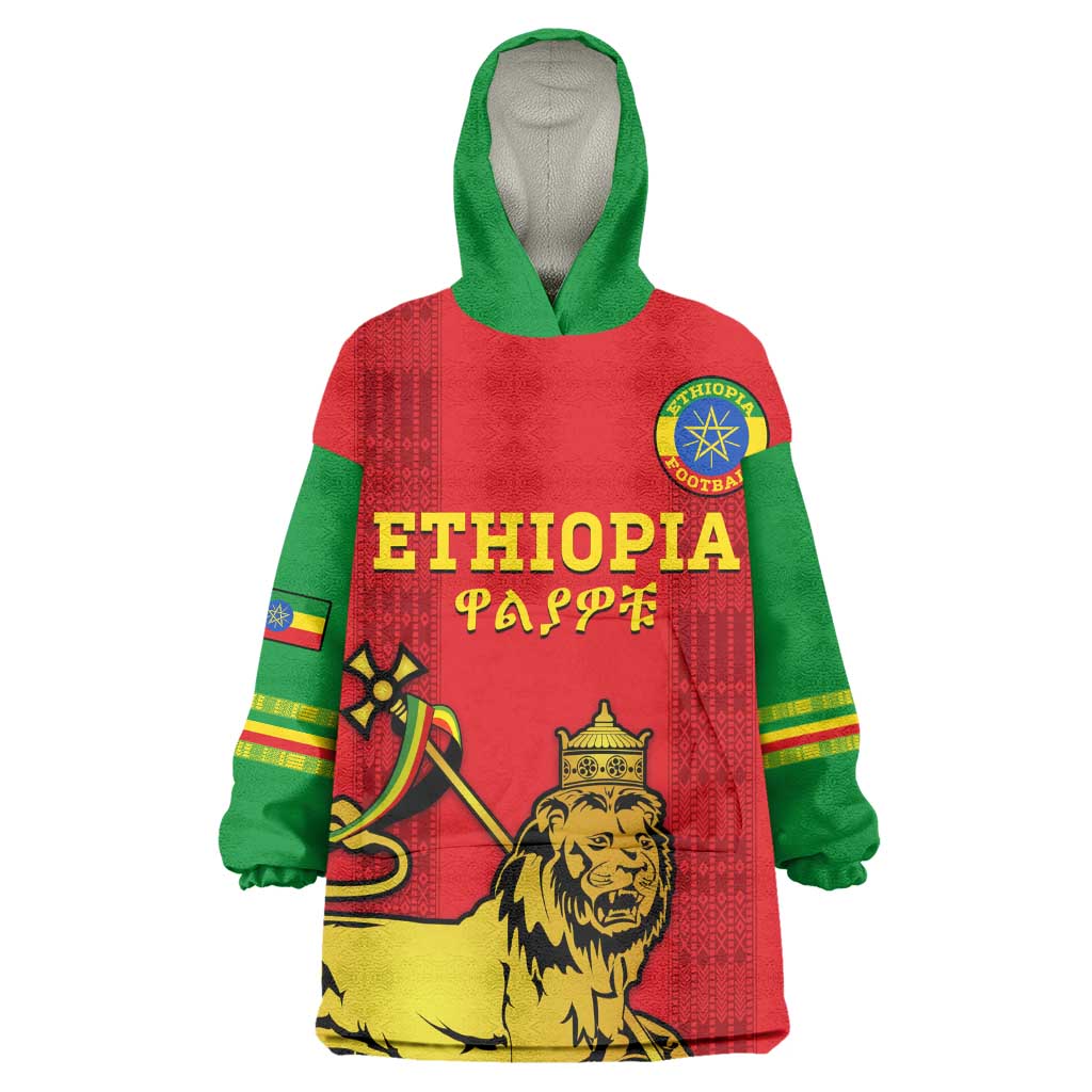 Custom Ethiopia Football KId Wearable Blanket Hoodie 2024 Go Champions Walia Ibex