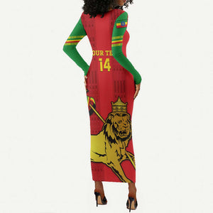 Custom Ethiopia Football Long Sleeve Bodycon Dress 2024 Go Champions Walia Ibex