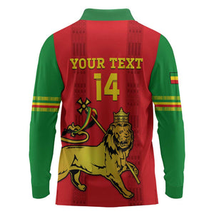 Custom Ethiopia Football Long Sleeve Polo Shirt 2024 Go Champions Walia Ibex