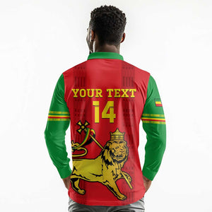 Custom Ethiopia Football Long Sleeve Polo Shirt 2024 Go Champions Walia Ibex