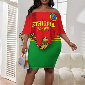 Custom Ethiopia Football Off Shoulder Short Dress 2024 Go Champions Walia Ibex LT14