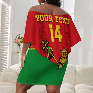 Custom Ethiopia Football Off Shoulder Short Dress 2024 Go Champions Walia Ibex LT14