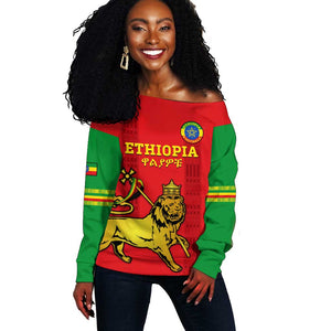 Custom Ethiopia Football Off Shoulder Sweater 2024 Go Champions Walia Ibex