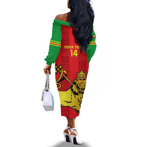 Custom Ethiopia Football Off The Shoulder Long Sleeve Dress 2024 Go Champions Walia Ibex