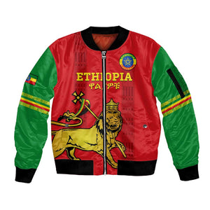 Custom Ethiopia Football Sleeve Zip Bomber Jacket 2024 Go Champions Walia Ibex