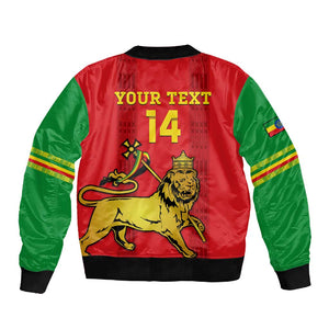 Custom Ethiopia Football Sleeve Zip Bomber Jacket 2024 Go Champions Walia Ibex