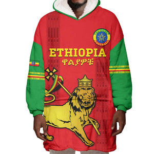 Custom Ethiopia Football Wearable Blanket Hoodie 2024 Go Champions Walia Ibex