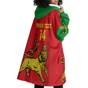 Custom Ethiopia Football Wearable Blanket Hoodie 2024 Go Champions Walia Ibex