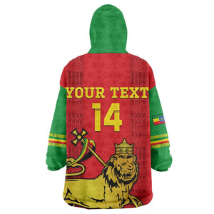 Custom Ethiopia Football Wearable Blanket Hoodie 2024 Go Champions Walia Ibex