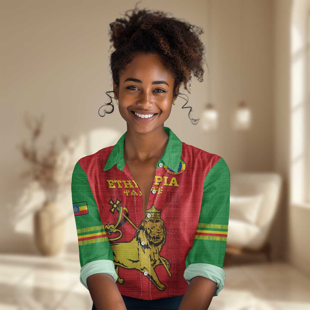 Custom Ethiopia Football Women Casual Shirt 2024 Go Champions Walia Ibex