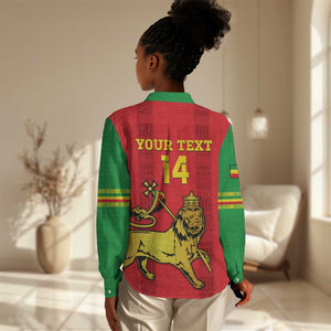 Custom Ethiopia Football Women Casual Shirt 2024 Go Champions Walia Ibex