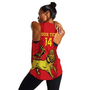 Custom Ethiopia Football Women Racerback Tank 2024 Go Champions Walia Ibex