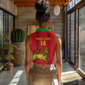 Custom Ethiopia Football Women Sleeveless Polo Shirt 2024 Go Champions Walia Ibex