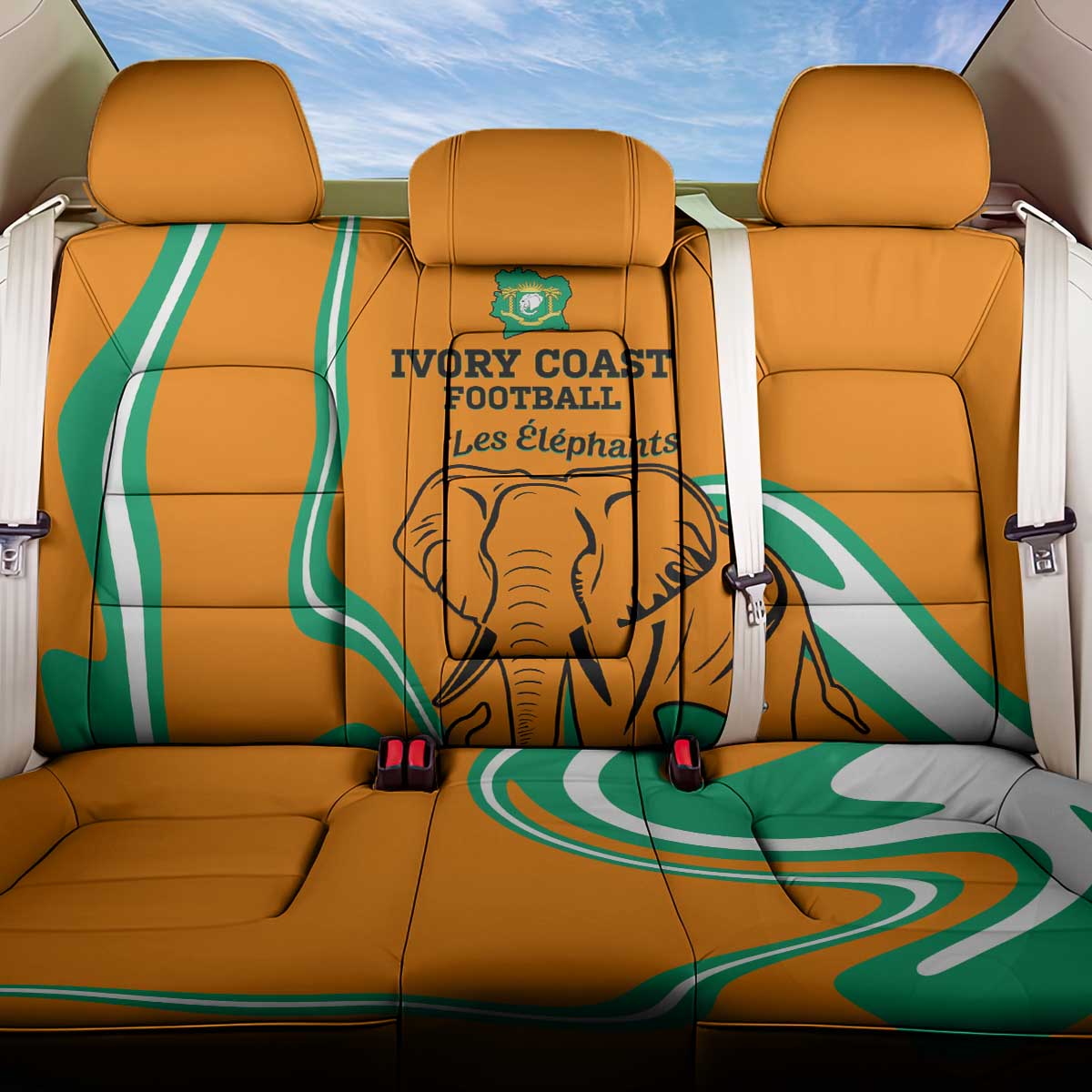 Ivory Coast Football Back Car Seat Cover 2024 Go Champions Les Elephants