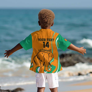 Custom Ivory Coast Football Kid Hawaiian Shirt 2024 Go Champions Les Elephants