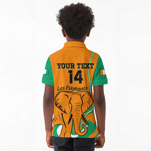 Custom Ivory Coast Football Kid Polo Shirt 2024 Go Champions Les Elephants