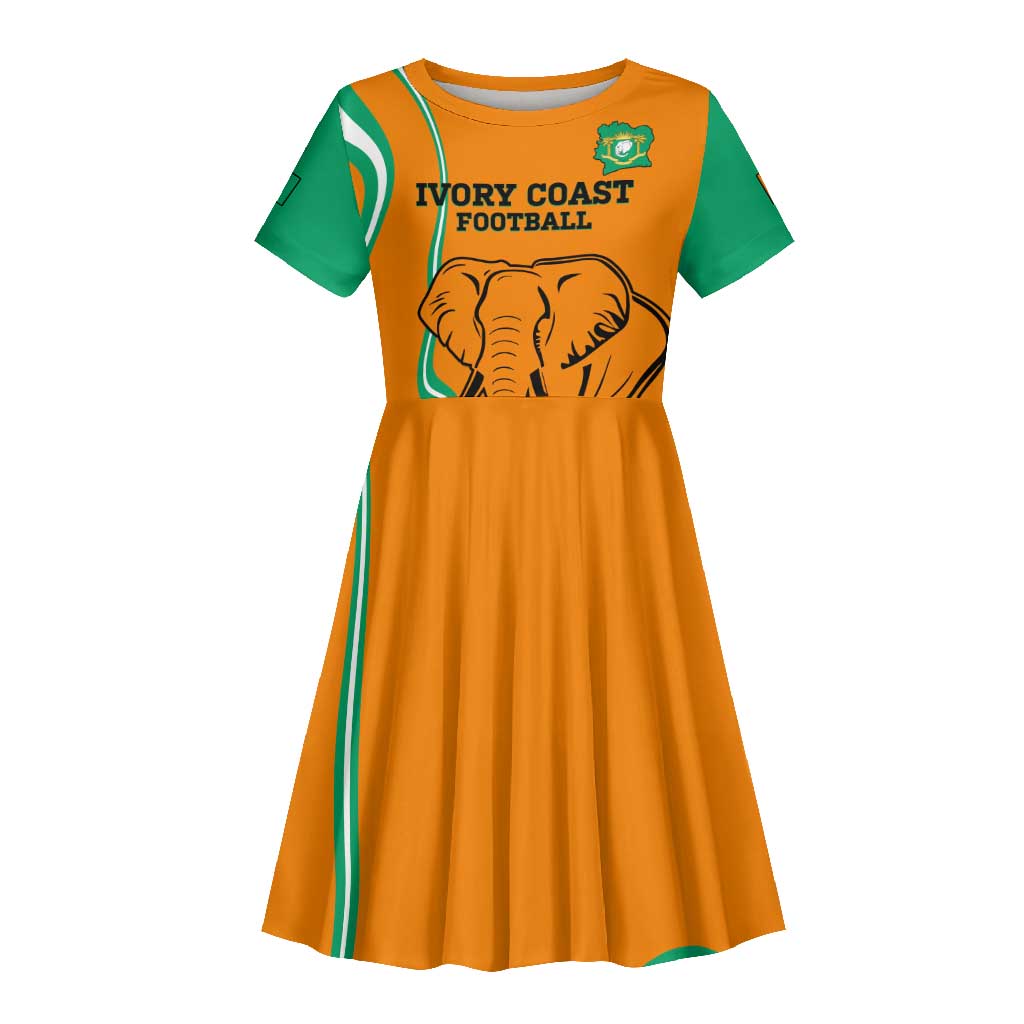 Custom Ivory Coast Football Kid Short Sleeve Dress 2024 Go Champions Les Elephants