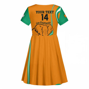 Custom Ivory Coast Football Kid Short Sleeve Dress 2024 Go Champions Les Elephants