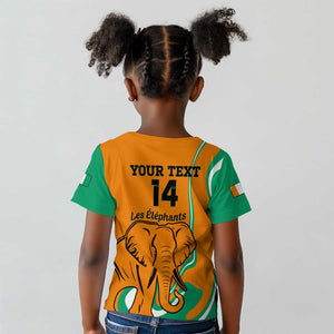 Custom Ivory Coast Football Kid T shirt 2024 Go Champions Les Elephants