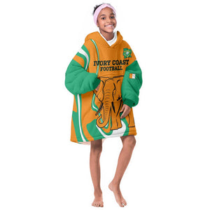 Custom Ivory Coast Football KId Wearable Blanket Hoodie 2024 Go Champions Les Elephants