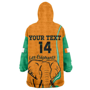 Custom Ivory Coast Football KId Wearable Blanket Hoodie 2024 Go Champions Les Elephants