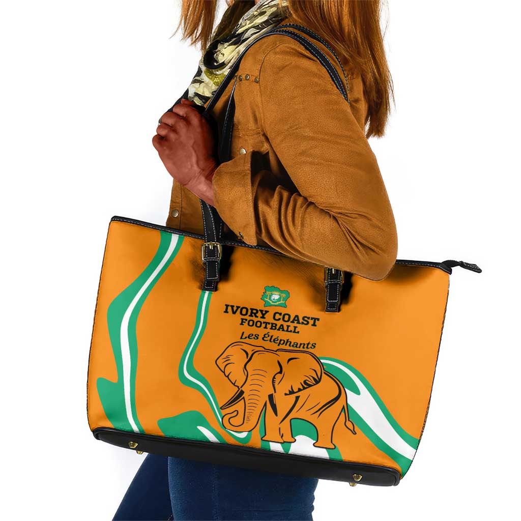 Ivory Coast Football Leather Tote Bag 2024 Go Champions Les Elephants