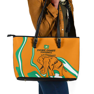 Ivory Coast Football Leather Tote Bag 2024 Go Champions Les Elephants