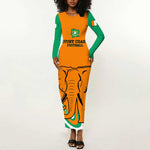 Custom Ivory Coast Football Long Sleeve Bodycon Dress 2024 Go Champions Les Elephants LT14
