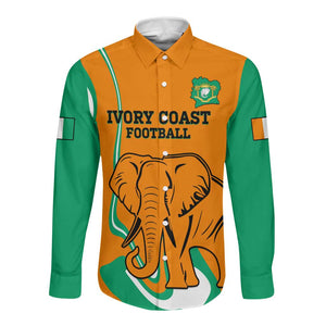 Custom Ivory Coast Football Long Sleeve Button Shirt 2024 Go Champions Les Elephants