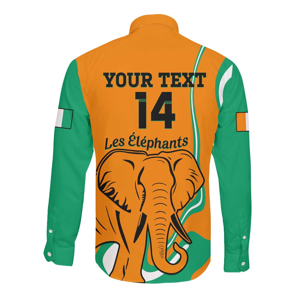 Custom Ivory Coast Football Long Sleeve Button Shirt 2024 Go Champions Les Elephants